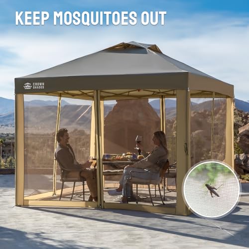 CROWN SHADES Gazebo Mosquito Net for 10 x 10 Pop Up Canopy - Patio Gazebo Mesh Sidewall with Zipper for Outdoor Tent, Gard...