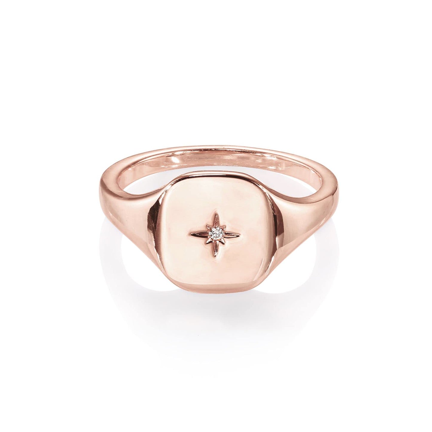 PAVOI 14K Gold Plated Signet Ring for Women | Bold Stackable Ring (Rose Gold, 7)