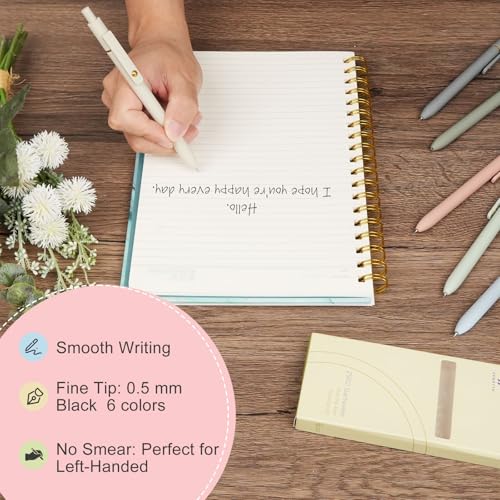 Ddaowanx Gel Pens, 6 Pcs 0.5mm Quick Dry Black Ink Pens Fine Point Smooth Writing Pens, Cute Office School Supplies Gifts ...