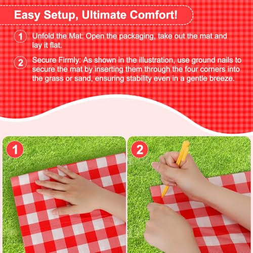 yuuzue 4 Pcs Disposable Outdoor Picnic Blankets 70.9''x70.9'' Portable Pocket Blanket Foldable Waterproof Picnic Mats Sand...