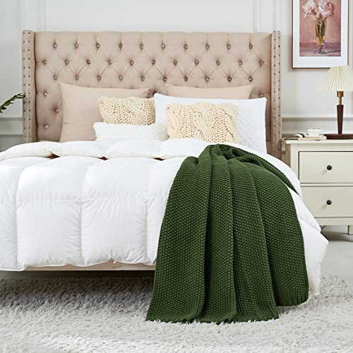 Longhui bedding Chunky Cable Knit Throw Blanket Lightweight Olive Green 100% Organic Cotton Blanket for Sofa Couch Bed Bab...