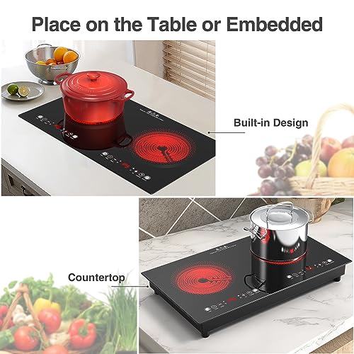 VBGK Single and Double Electric Cooktop, 110V Electric Stove Top with 9 Power Levels, Kids Lock & Timer,LED Touch Control,...