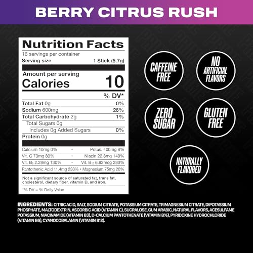 PRIME Rapid Rehydration Electrolyte Powder Sticks, Berry Citrus Rush, Sugar Free Hydration Drink Mix with Sodium, Potassiu...