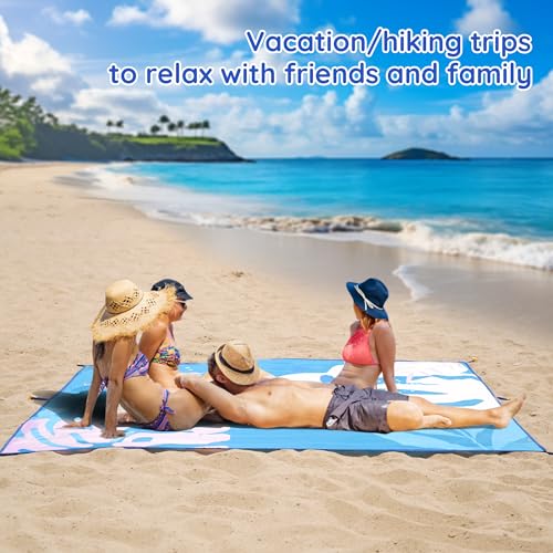 aoole Beach Blanket Sandproof, Extra Large Beach Mat 80"*80" for 1-8 Persons,Waterproof Outdoor Picnic Blankets, Lightweig...