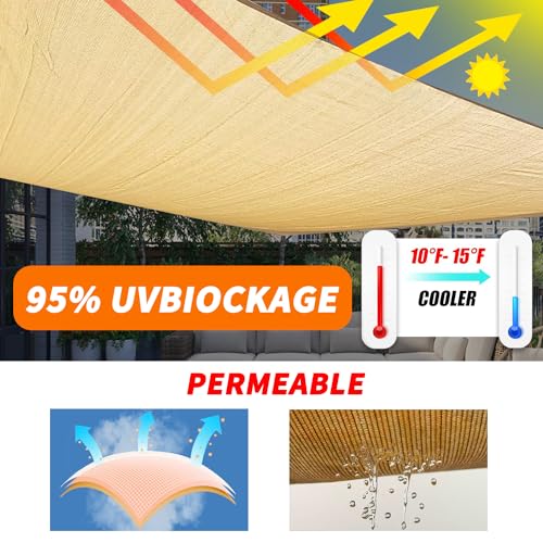 OOTONAT 16' x 20' Rectangular Sun Sail Shades Canopy UV Block Outdoor Shades for Patio Garden Backyard Pergola Shade Cover...
