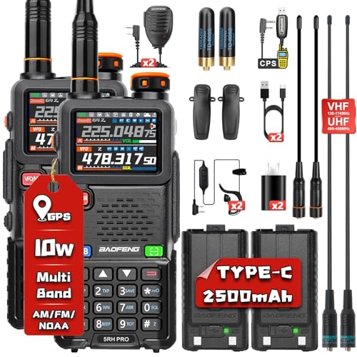 BAOFENG 5RH PRO Ham Radio Handheld, 10W Baofeng Radio with GPS APRS,640 Channels, NOAA Weather Walkie Talkies VHF/1.25M/UH...