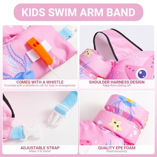 Toddler Swim Vest Swim Jacket Toddler Life Jacket 30-50 Lbs, US Coast Guard Approved Life Vest Kids Arm Floaties for Toddl...