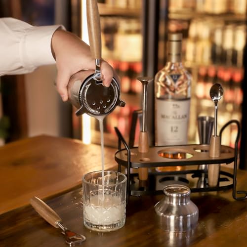 Btuqbu Cocktail Shaker Set with Stand, Mixology Bartender Kit for Drink Mixing | Mixology Set with 7 Bar Set Tools Cocktai...