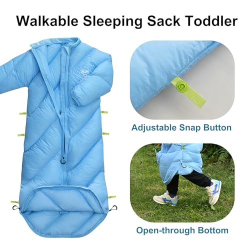 AZITREK Walkable Toddler Sleeping Bags for Kids, Boys Girls (2T-4T) - Puffy Camping Sleeping Sack for Indoor, Outdoor, Tra...