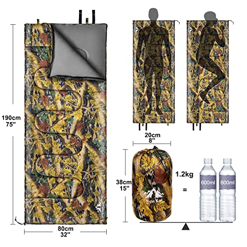 Night Cat Camping Sleeping Bag for Adults 3 Seasons Portable Lightweight Backpacking Hiking Traveling Indoor Outdoor Tempe...
