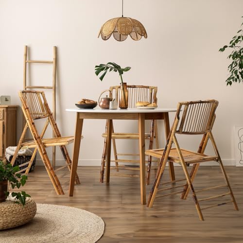 VINGLI Bamboo Folding Chair, Foldable Dining Wood Chairs Comfortable Seat for Outdoor & Indoor, Patio, Porch, Wedding, Par...