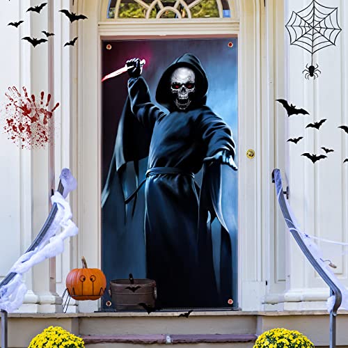 CCINEE Halloween Banner Backdrop Decorations Fabric Window Scary Door Cover Horror Killer Creepy Scary Skeleton Decoration...
