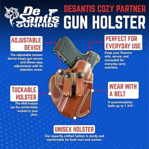 DeSantis Cozy Partner IWB Gun Holster for Concealed Carry - Fits Glock 29, Glock 30, Glock 39, Beretta 9000S, S&W CS40/45, S&W 990L, S&W M&P CPT 9/40, S&W M&P M2.0 3.6", H&K P2000 - Left Hand, Tan