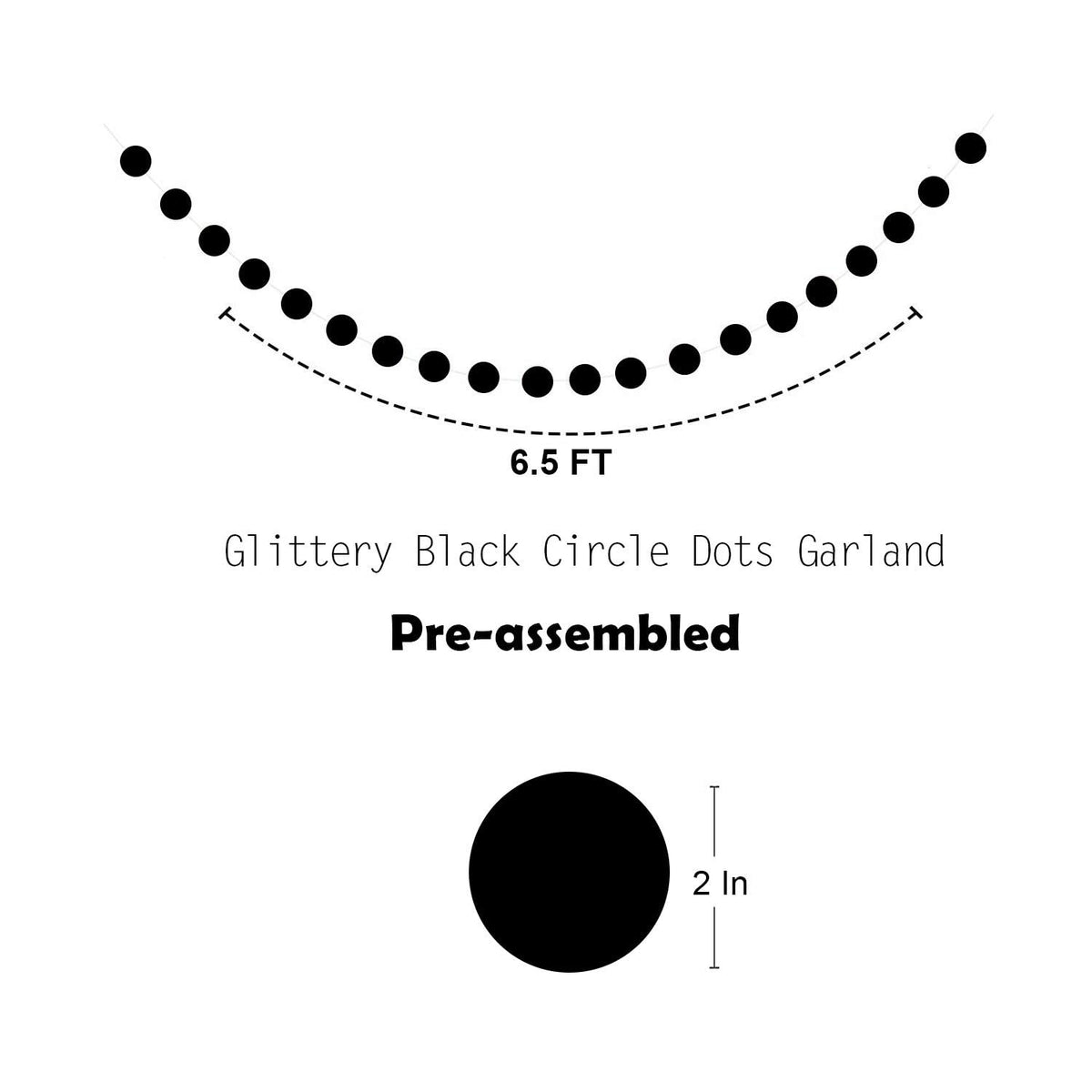 Black Happy Birthday Banner Decoration Kit, Glittery Banner Circle Dots Garland with Black Silver Hanging Swirls for Birthday Baby Shower Party Decorations Supplies, Pre-Strung