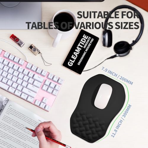 Gleamtide Ergonomic Raised Mouse Pad Wrist Support with Bilateral Slope Memory Foam Mousepad for Wrist Rest and Carpal Tun...