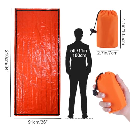 Emergency Sleeping Bag - Portable Emergency Blanket for Survival Gear, Thermal Bivy Sack with D-Type Buckle, Waterproof & ...