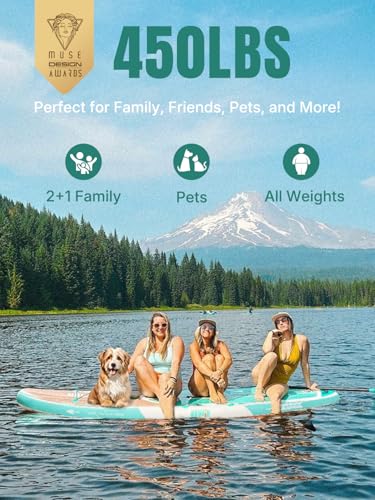 Niphean Inflatable Stand Up Paddle Board with Stabiltrac Fin Design and SUP Accessories & Niphean Dog Pool Ramp(Full-Cover...