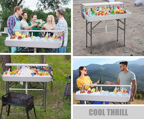 Nice C 4 ft Folding Ice Cooler Table, Party Cooler, Grazing Table, Tables with Drain, Party Tables, with Matching Skirt, S...