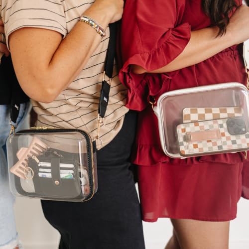M + L Clear Stadium Clutch, PVC Transparent Purse, 8x6x3 inches, Event Approved Crossbody Bag