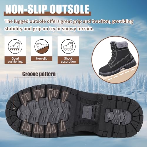 BKWHDAY Winter Boots for Women Snow Boots Waterproof Fur Lined Warm Hiking Boots Ladies Lace Up Walking Boots Anti-Slip Li...