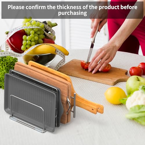 LAEMYFYRE Cutting Board Holder Stand, Chopping Board Organizer Rack with 304 Stainless Steel, Cookie Sheet Storage Organiz...