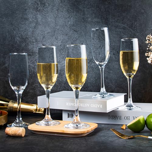 SHYRC Glass Champagne Flutes Set of 16, 6oz Classic Champagne Glasses, Sparkling Wine Glass, Champagne Flutes with Long St...