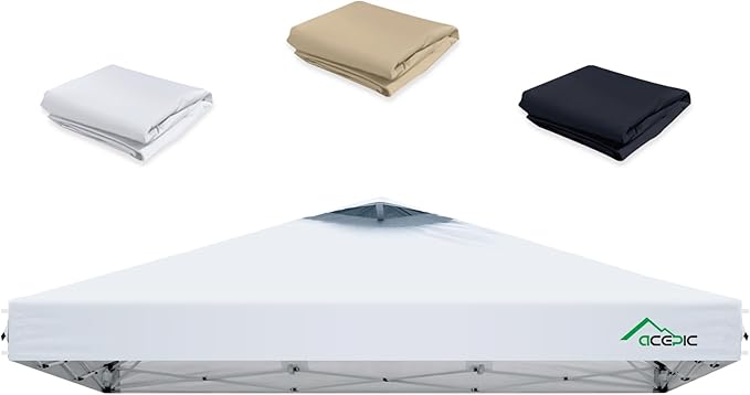 ACEPIC 10x10 Canopy Replacement Top Cover with Air Vent,UPF 50+ UV protection,300D Silver-coated Polyester PA Waterproof f...