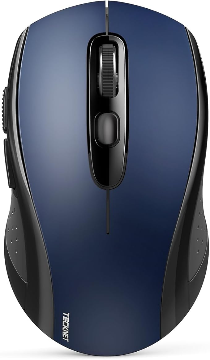 TECKNET Bluetooth Mouse, 4000DPI Wireless Mice for Laptop 2-in-1(BT 5.0/3.0+2.4Ghz) Computer Portable PC Mouse Wireless with USB Receiver for Mac (USB-A+Bluetooth, Blue)