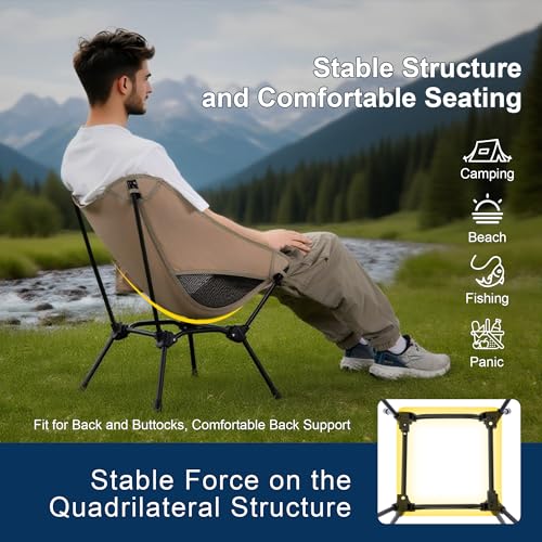 TlaroRiz Camping Chair Portable Lightweight Camping Chairs for Adults Foldable 600D Oxford Ultralight Backpacking Chair wi...