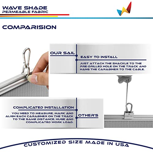 Windscreen4less 4' x 12' Retractable Sun Shade Canopy Cover Sliding Wave Shade Sail for Pergola Patio Deck Yard Gazebo Out...
