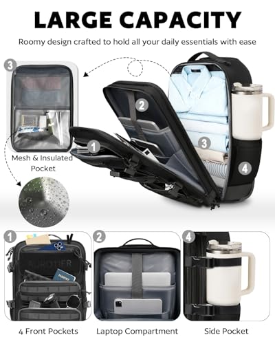 AUROTIER Rolling Tactical Laptop Backpack, 17 Inch Wheeled Military Computer Backpack for Men and Women, Roller Carry on L...