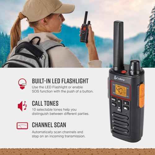 Cobra RX380 Walkie Talkies (2-Pack) ? Weather Resistant Two Way Radios Long Range, 40 Pre-Programmed Channels, Weather Alerts, LED Flashlight, Long-Life NiMH Batteries (Black)