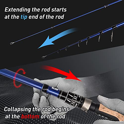 EOW Telescopic Spinning Rod 1pc of 7' & Xpedite Pro Telescopic Casting Rod 1pc of 7', 24T Carbon Blanks & Solid Carbon Ti...