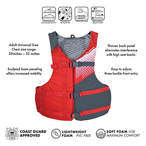 Stohlquist Fit Adult PFD Life Vest | Pack of 4 | Coast Guard Approved, Adjustable Size, Unisex, Lightweight, High Mobilit...