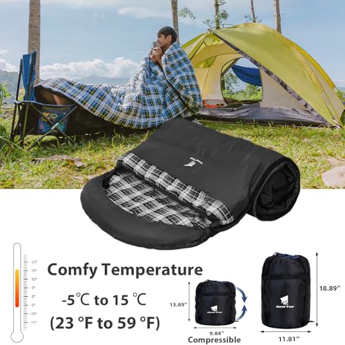 GEERTOP Flannel Sleeping Bags for Adults Big & Tall People Portable Cold Weather Envelope XXL All Seasons Camping Sleeping...