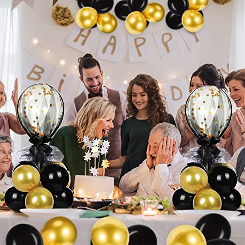 BBTO 8 Set Table Centerpieces Balloons Stand Kit, 80 Pcs Latex Balloons and Table Stand Holder with Base Tulle for Wedding...