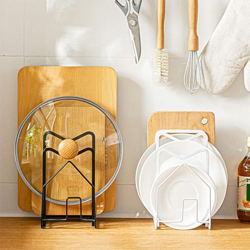 LINFIDITE Cutting Board Rack Chopping Board Organizer Stand Holder Kitchen Countertop Pots Pan Lids Rack Organizer Flat St...