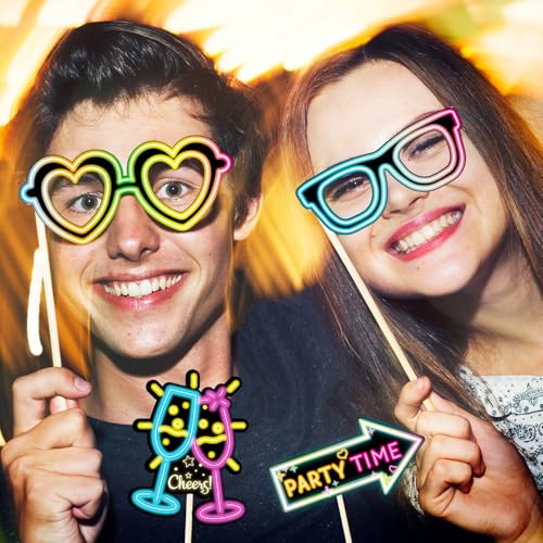 Glow in The Dark Party Supplies Photo Booth Props Neon Party Decorations Photobooth Props Let Glow Party Decorations for B...