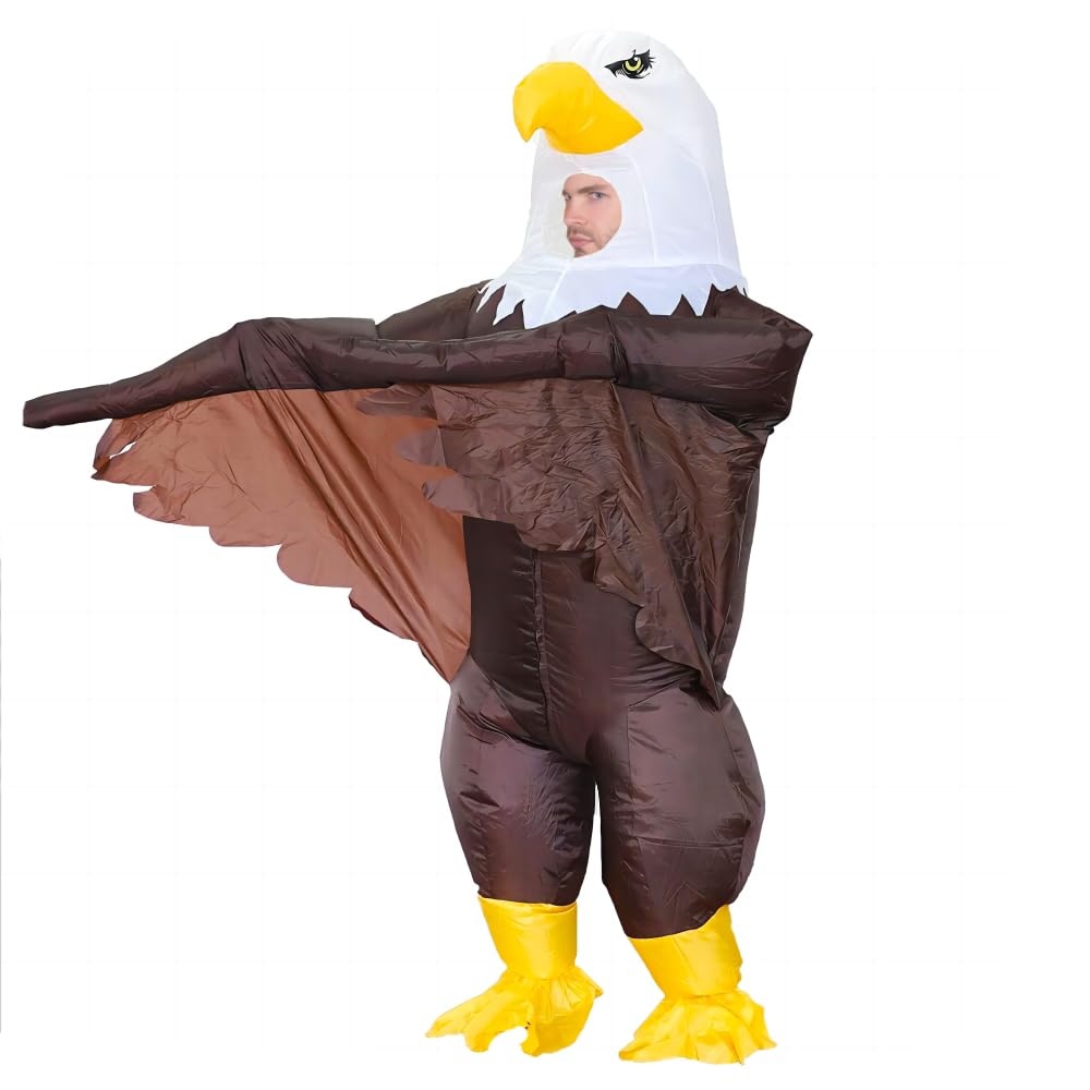 Inflatable Bald Eagle Costume for Adult Blow up Eagle Mascot Costume Outfit Funny Independence Day Parade Patriotic Costume Suit