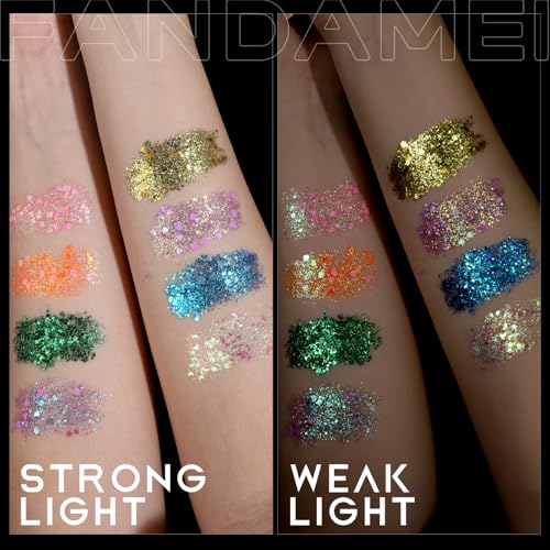 FANDAMEI Face Glitter Palette, 2PCS 8 Colors Glitter Gel for Face, Body Glitter for Women, Hair Glitter for Kids, Hallowee...