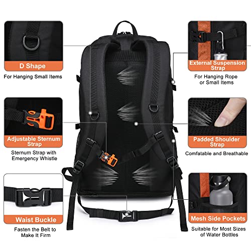 SEMSTY 40L/50L Expandable Hiking Backpack for Men and Women, Travel Camping Backpack Flight Approved