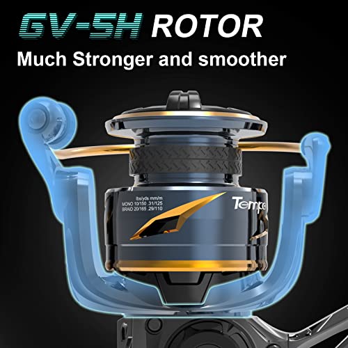 Tempo Persist Spinning Reel - Saltwater and Freshwater Fishing Reels, Aluminum Body with 7+1 BB, 30.9 LBs Max Drag Carbon ...