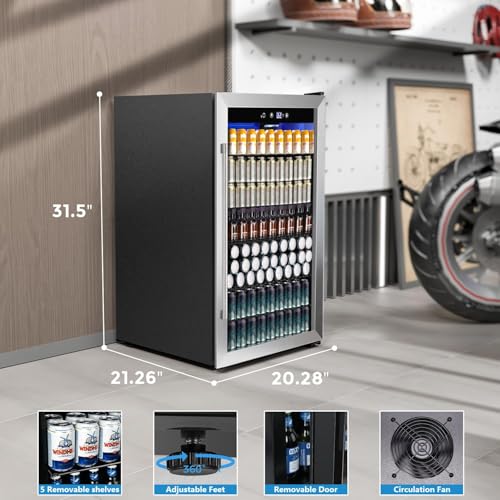 COWSAR 4.5 Cu.Ft Wine Fridge 37 Bottle, ETL Approved Freestanding Wine Cooler 145 Can Beverage Refrigerator with Stainless...