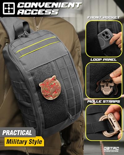 DBTAC Compact 9L Tactical Sling Bag with Removable Elastic Organizer Panel, Everyday Carry Shoulder Pack for EDC Tools, Fi...