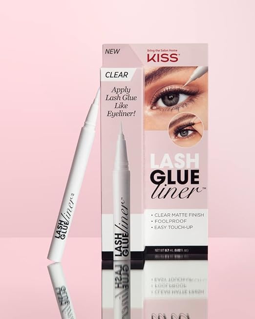 KISS Clear Lash GLUEliner, Felt-Tip Eyelash Adhesive, Clear Matte Finish, Foolproof Application, Easy Touch-Up, 0.02 Oz. (Pack of 2)