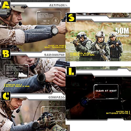 North Edge Apache Tactical Sports Watches for Men , Outdoor Survival Military Compass Rock Solid Digital Watches with Dura...