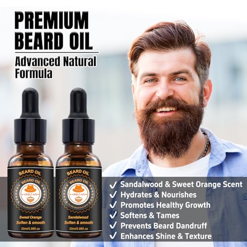 XIKEZAN Beard Kit for Men Grooming & Care w/Beard Conditioner, Wash, Oil, Balm, Brush, Comb,Birthday Fathers Valentines Gi...