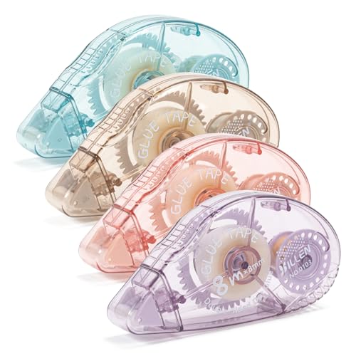 Huiruso 4 Pack Double Sided Tape Roller, Scrapbook Supplies, Glue Tape Roller for Crafts, Double-Sided Adhesive Tape Runne...