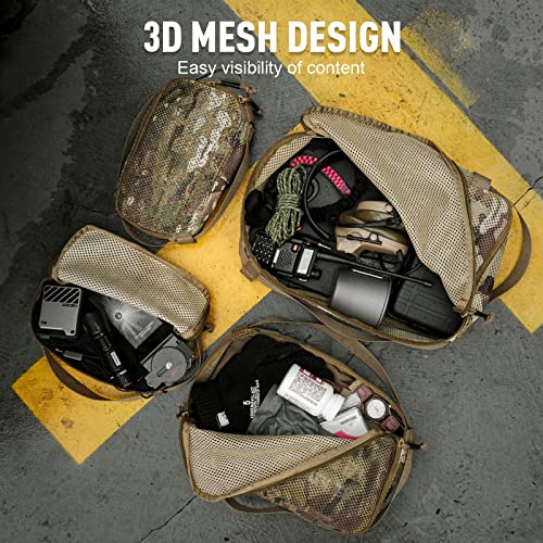 CASONMMAX 4 Set Tactical Packing Cubes ，Compressible Mesh Duffle Storage Bag,Portable Edc Molle Pouch Organizer.