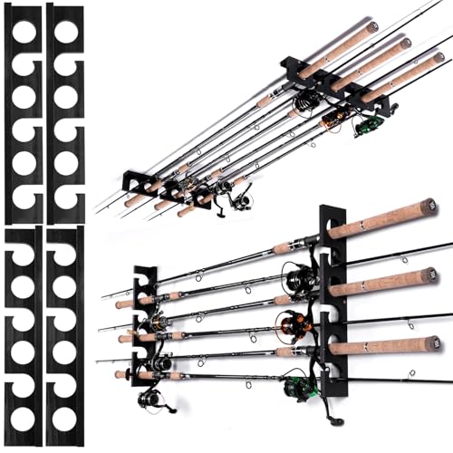 Ghosthorn Fishing Pole Rod Racks Wall or Ceiling Mounted Fishing Pole Rod Holders for Garage Storage Organizer Fishing Gea...